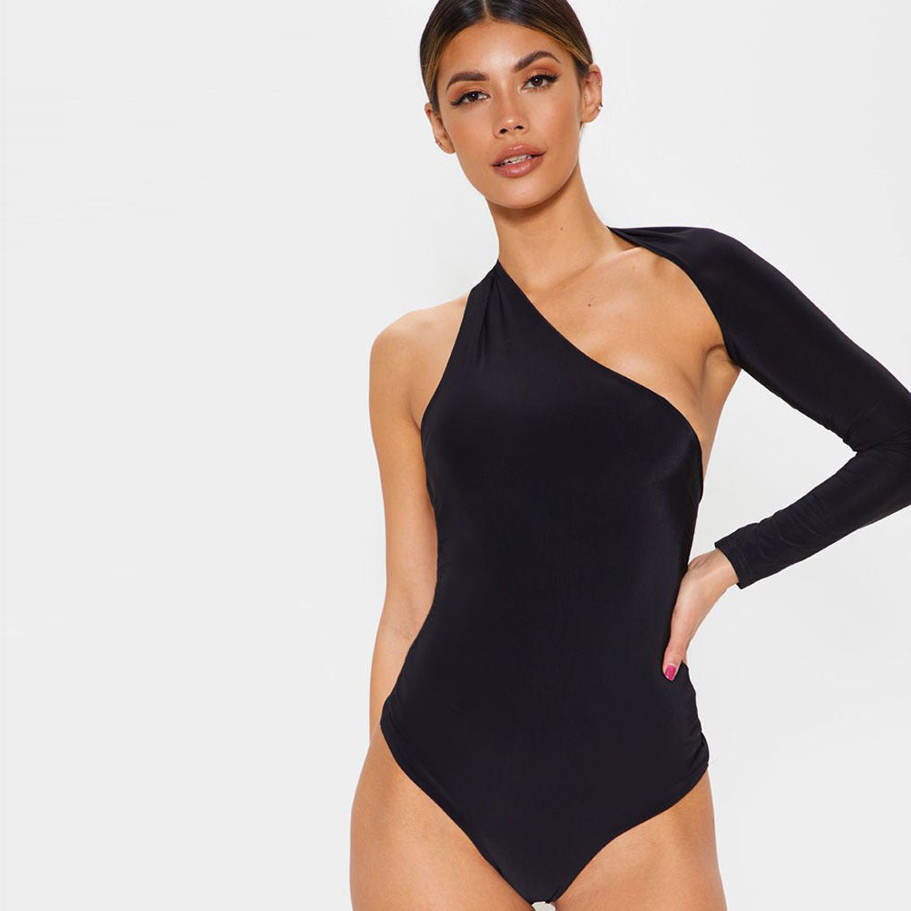 One Shoulder Bodysuit Street Milk Silk