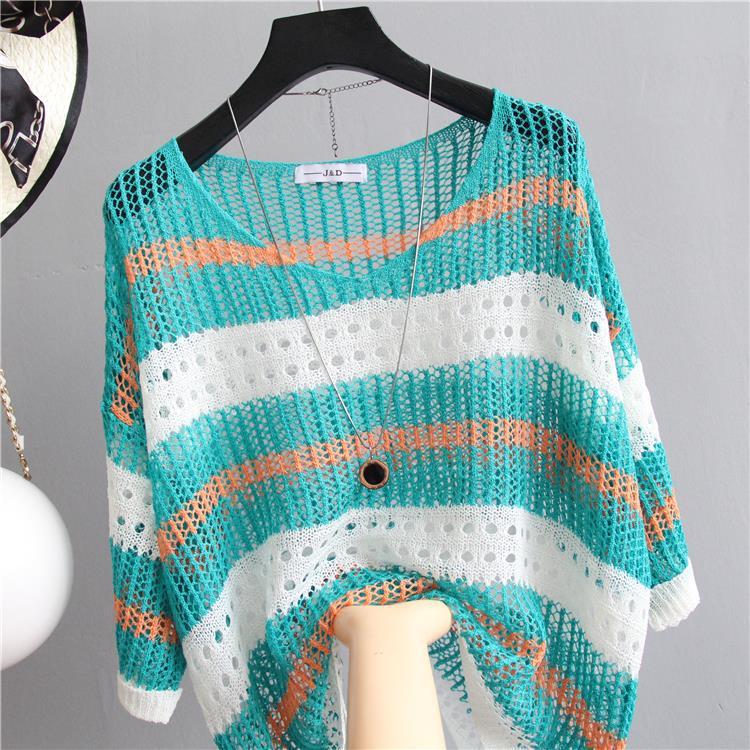 Striped Sweater Loose Sunscreen Clothes Women