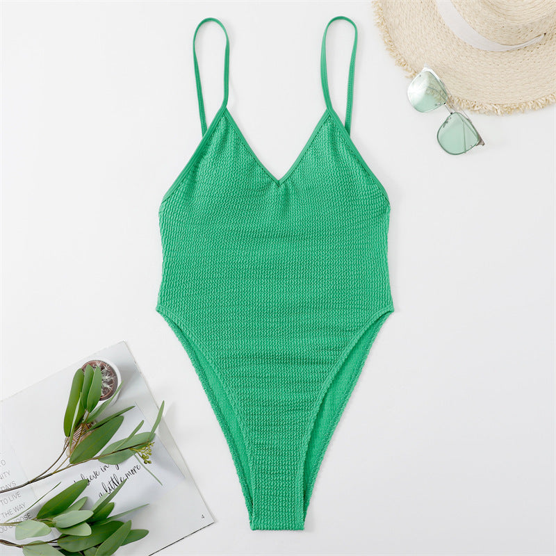 Ladies Deep V Bikini One Piece Swimsuit