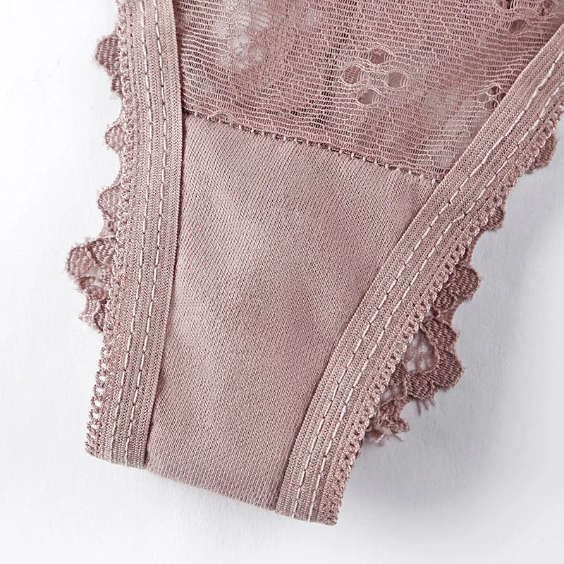 Women Lace Bra Sets Seamless Underwear Transparent Backless Ultra-Thin Unline Lingerie Floral Soft Comfortable Bra Thong Set