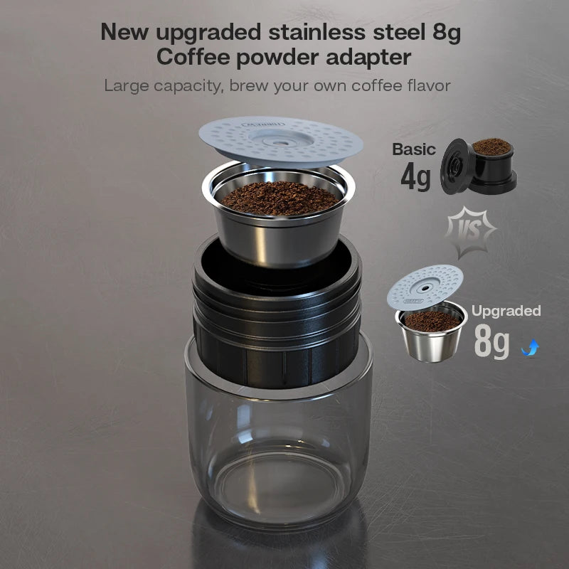 HiBREW Portable Coffee Machine for Car & Home,DC12V Expresso Coffee Maker Fit Nexpresso Dolce Pod Capsule Coffee Powder H4A