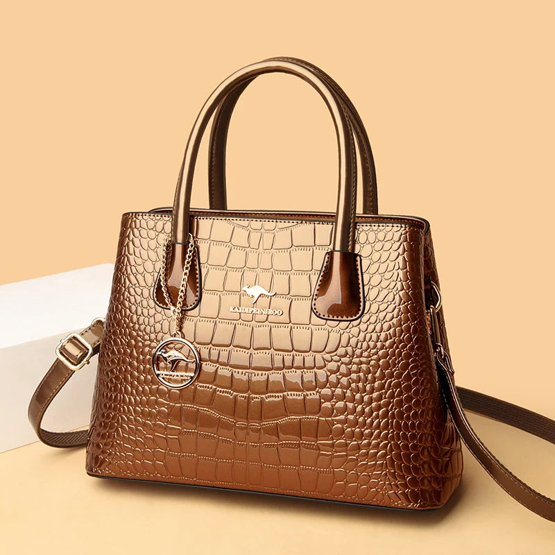 New High Quality Crocodile Pattern Leather Handbags Luxury Brand Designer Tote Bag Fashion Ladies Shoulder Crossbody Bags