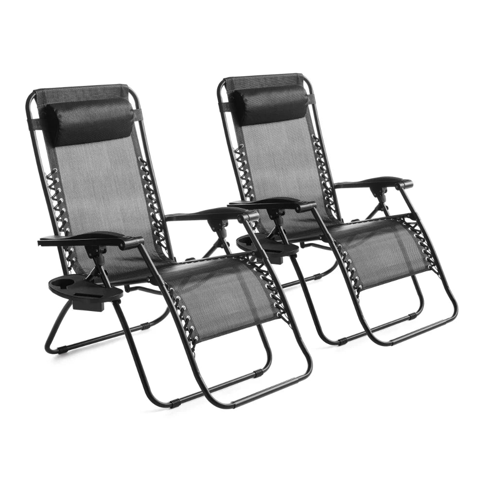New Outdoor Zero Gravity Chair Lounger 2 Pack - GreyOutdoor Portable Foldable Chair