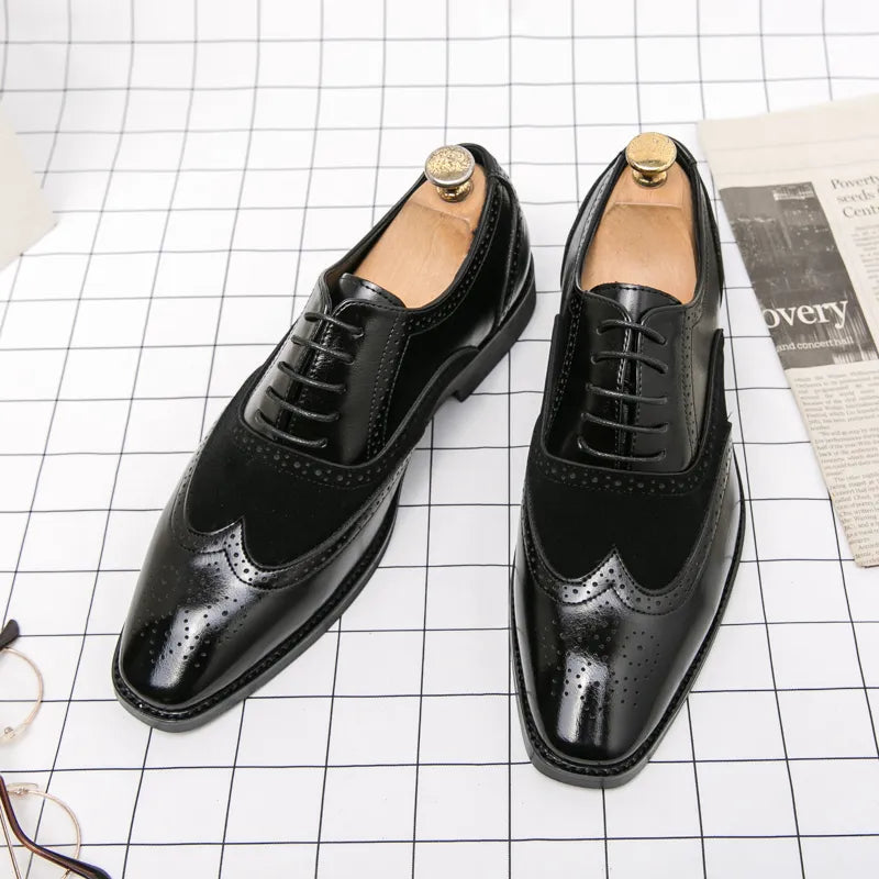 Classic High Quality Pointed FASHION Oxford Shoes Lace Up Men's Shoes Pointed Style Luxury Moccasin Casual Luxury Leather Shoes