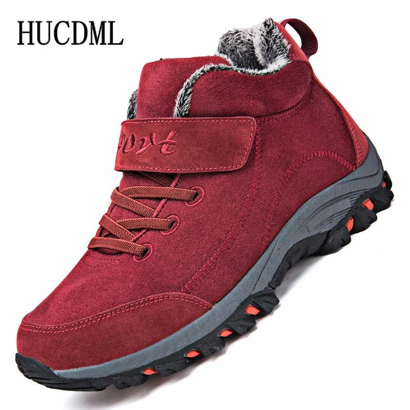 Waterproof Winter Men Boots Suede Warm Snow Women Boots Men Work Casual Shoes High Top High-top Non-slip Ankle Boots