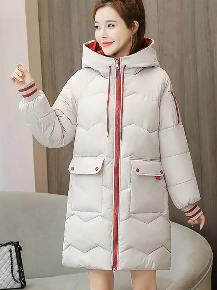 Winter Women Jacket Coats Long Parkas Female Down Cotton Hooded Overcoat Thick Warm Jackets Windproof Casual Student Coat