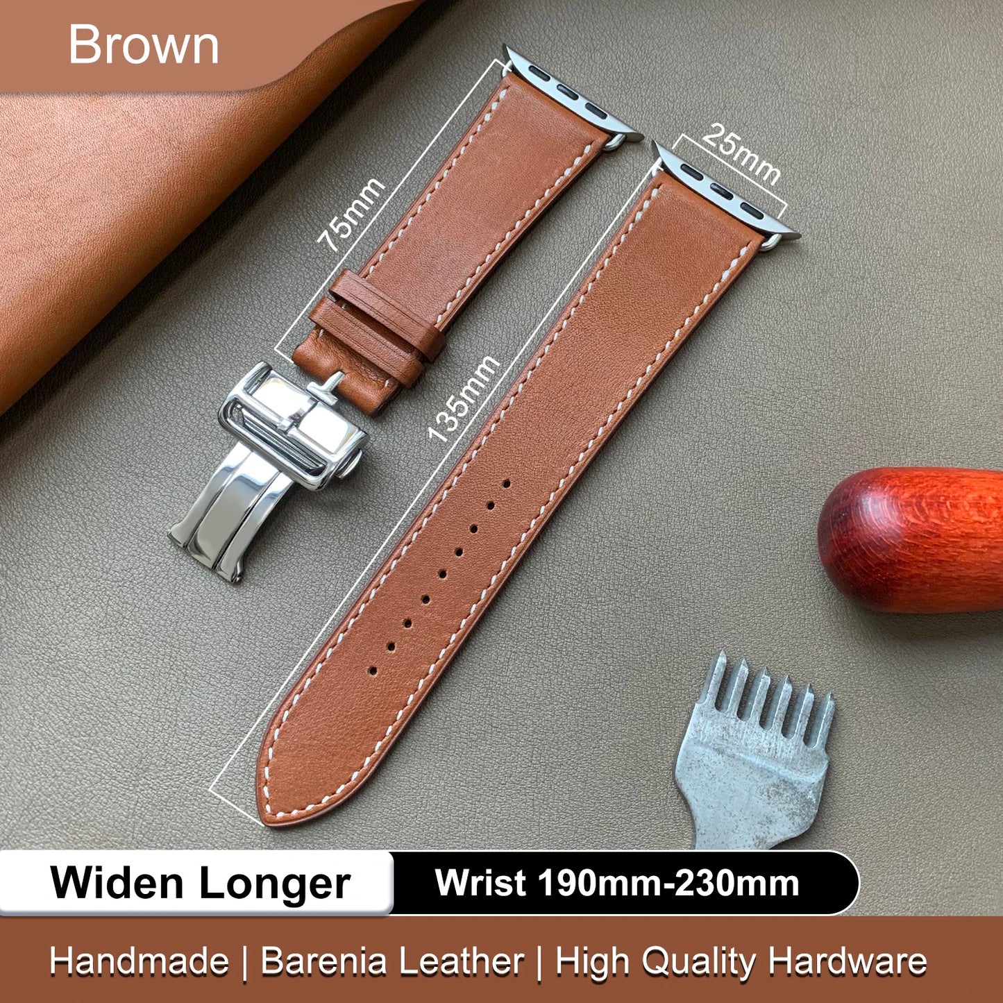 High Quality Genuine Leather Band Deployment Buckle Debuckle For Iwatch Ultra 2 Apple Watch Series 9 8 7 6 Se 5 41mm 45mm 49MM