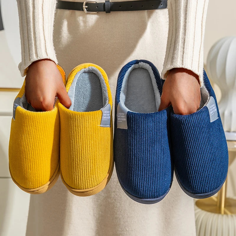New Fashion Couple Winter Warm Plush Slippers Non-slip Soft Sole Slides Men Women Indoor Floor Mule Ladies' Home Cotton Shoes