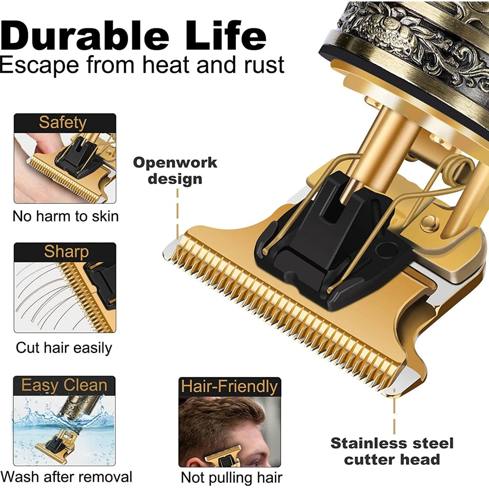 Electric Barber T9 Upgraded LCD Rechargeable Retro Oil Head Carving Electric Push Shear Pubic Hair Clipper Machine for Women