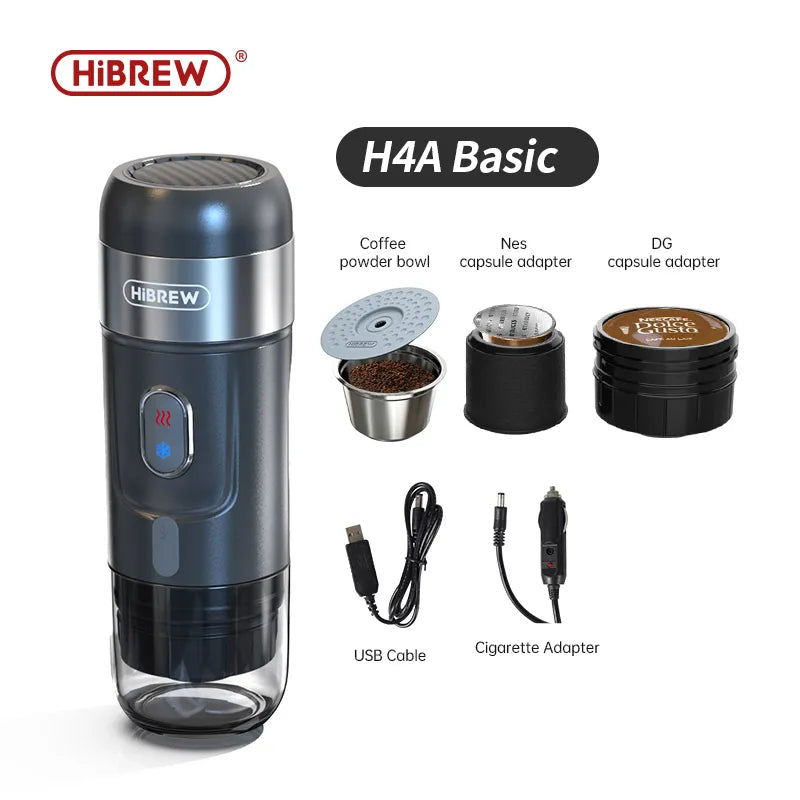 HiBREW Portable Coffee Machine for Car & Home,DC12V Expresso Coffee Maker Fit Nexpresso Dolce Pod Capsule Coffee Powder H4A