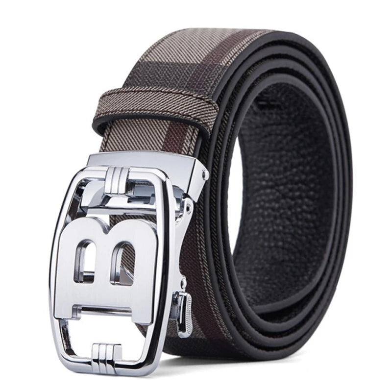 Wide 34mm High Quality Automatic B Buckle Belts Cummerbunds cinturon hombre Men Belt Male Genuine Leather Strap Belts For Women