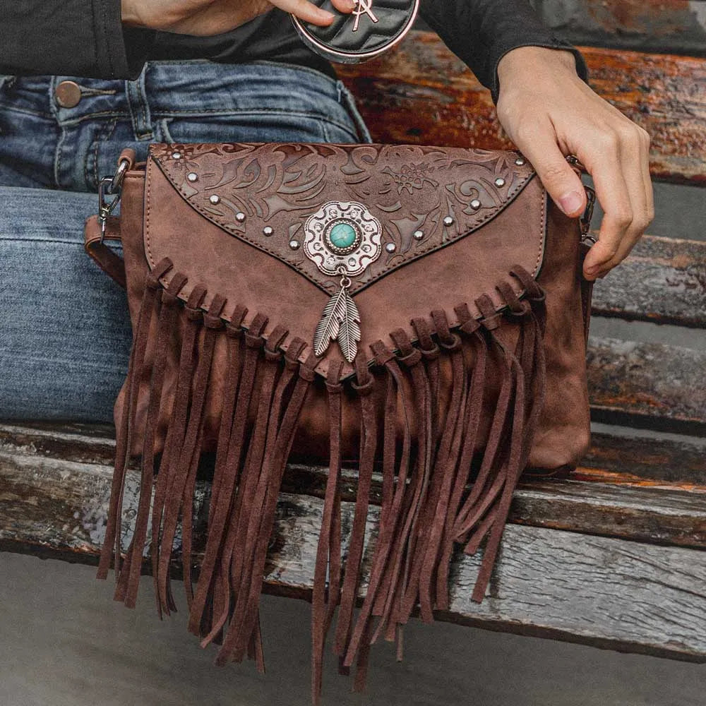 Celela Original Design Shoulder Bag For Women PU Leather Luxury Clutch Designer Handbags Western Purse Fringe Messenger Bag