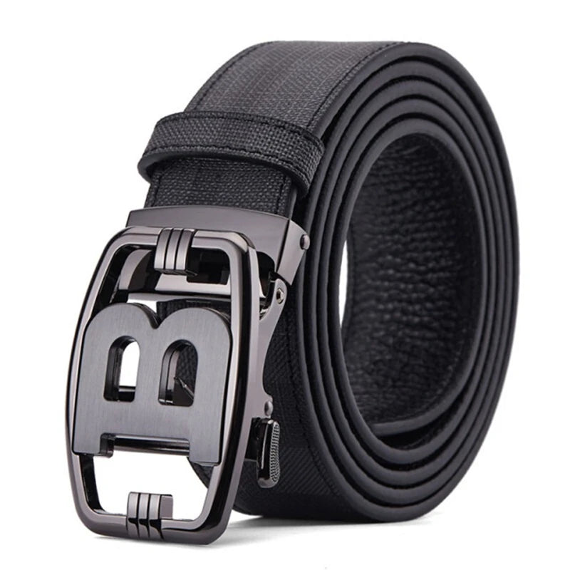 Wide 34mm High Quality Automatic B Buckle Belts Cummerbunds cinturon hombre Men Belt Male Genuine Leather Strap Belts For Women