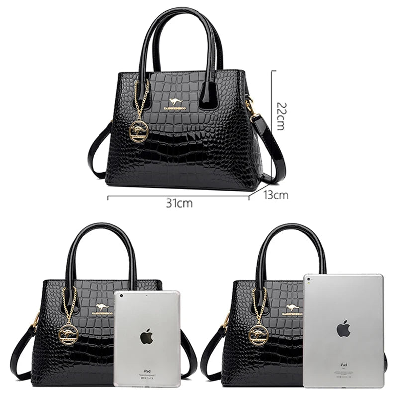 New High Quality Crocodile Pattern Leather Handbags Luxury Brand Designer Tote Bag Fashion Ladies Shoulder Crossbody Bags