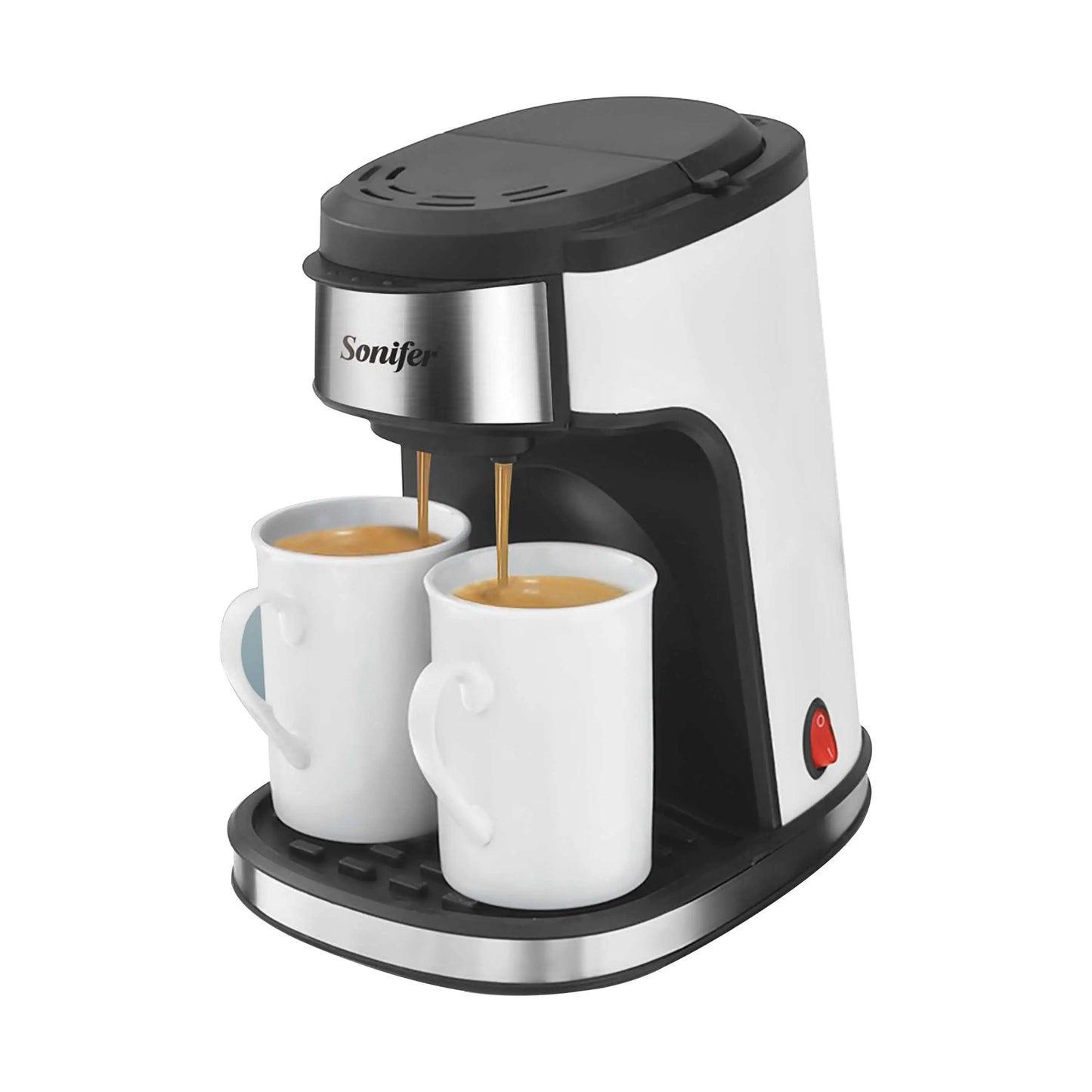 American Drip Coffee Machine Kitchen Appliances Dripping Coffee Maker Automatic Brew Tea Powder Milk Ceramic Double Cup Sonifer