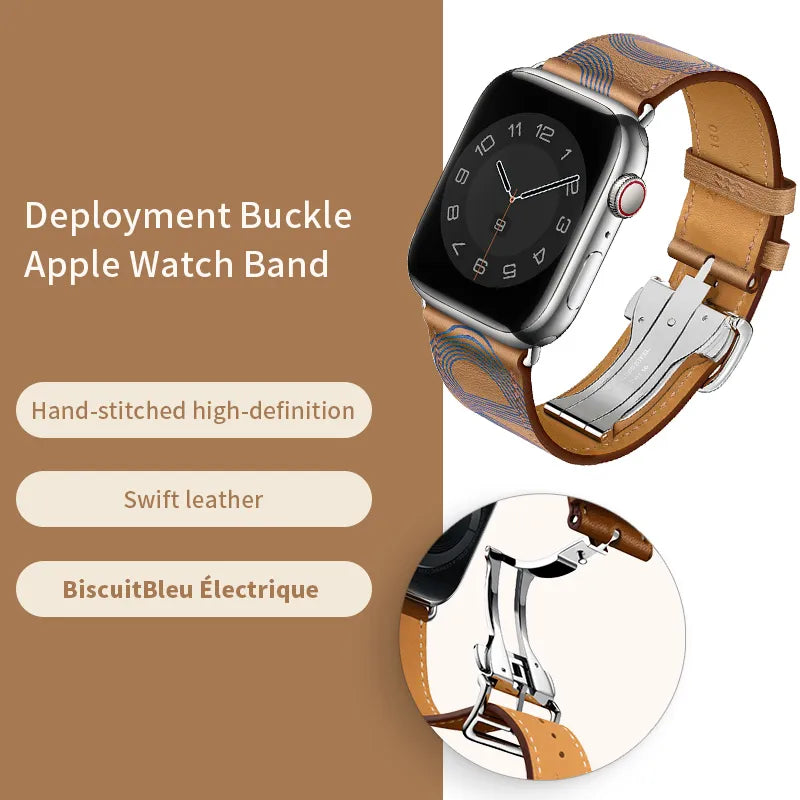 High Quality Genuine Leather Band Deployment Buckle Debuckle For Iwatch Ultra 2 Apple Watch Series 9 8 7 6 Se 5 41mm 45mm 49MM