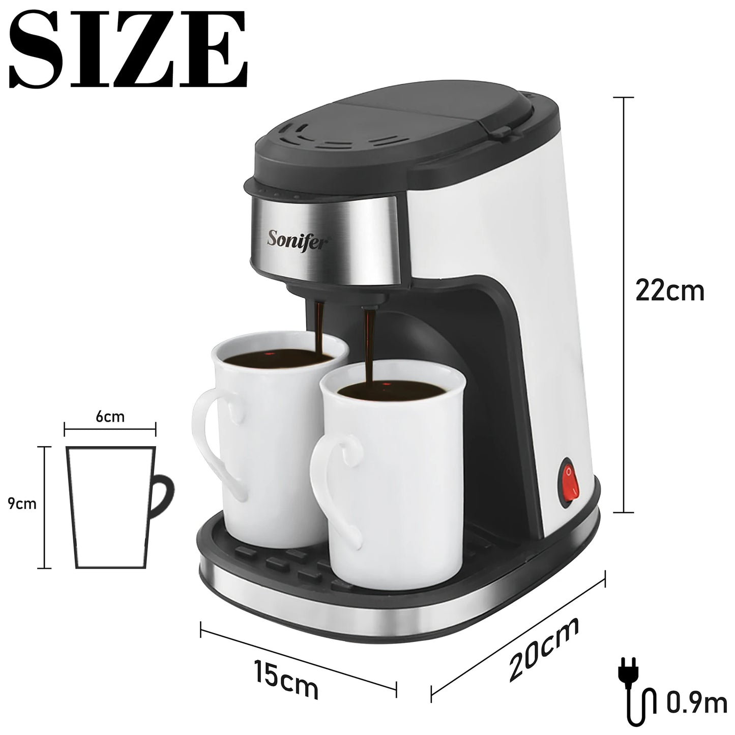 American Drip Coffee Machine Kitchen Appliances Dripping Coffee Maker Automatic Brew Tea Powder Milk Ceramic Double Cup Sonifer