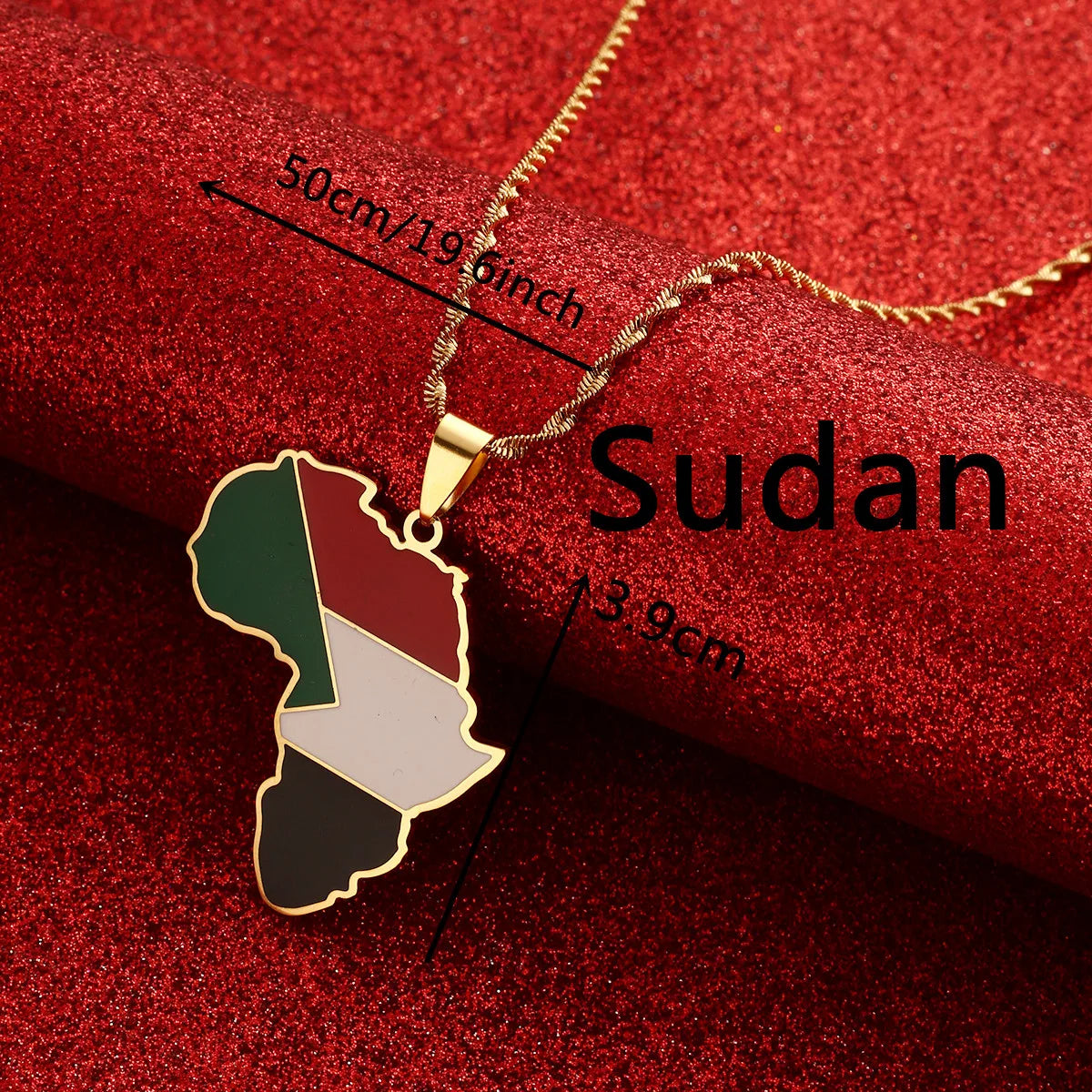 African Original Sudan Flag Pendant Necklaces