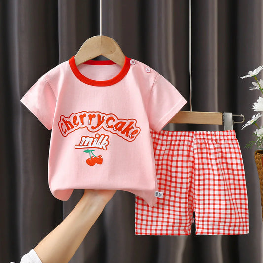 0-4year Girls clothes set kids Clothes Summer Girl T-shirt Shorts Cotton Short sleeve Children Clothing Toddler Suit