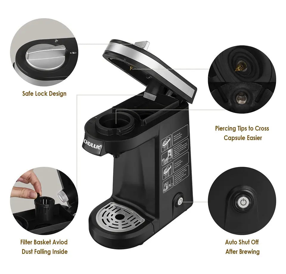 Portable K-Cup Coffee Machine Maker Capsule Coffee Maker Espresso Cafetera Universal Superautomatic Capsule Coffee Brewer