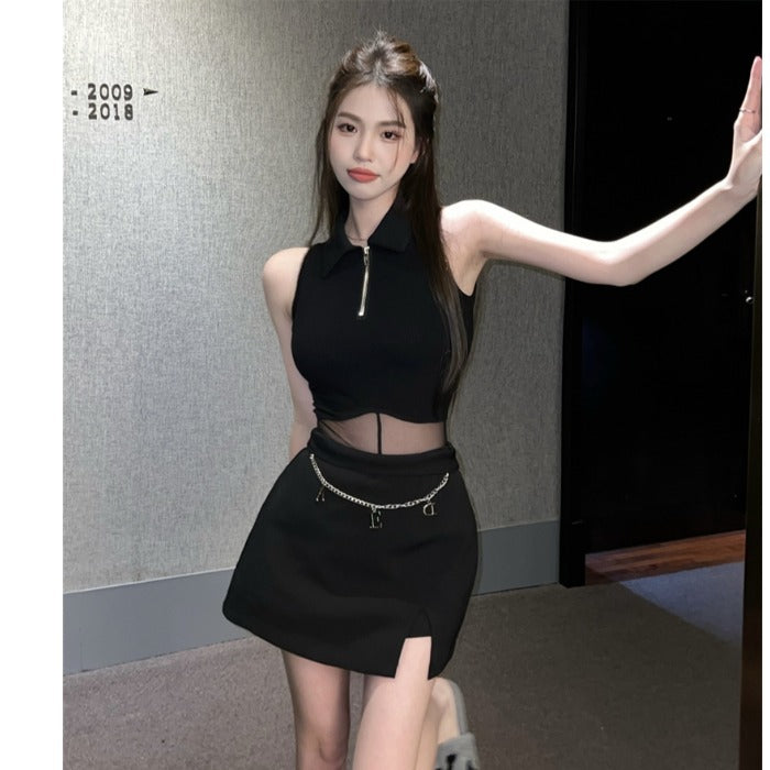 Hot Girl Stitching One-piece Niche Short-sleeved T-shirt Tops