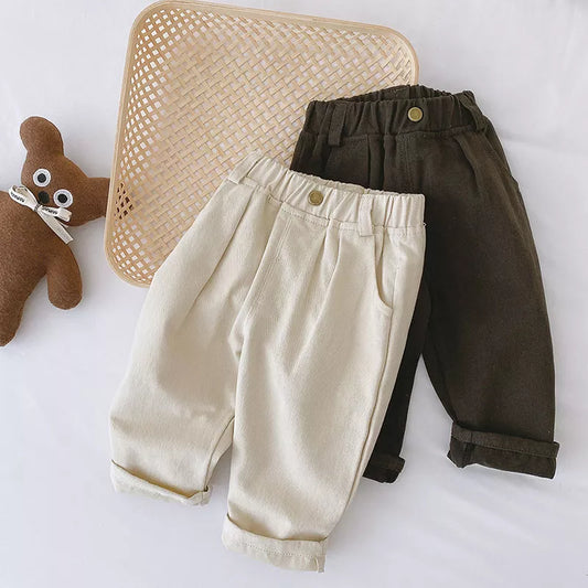 MILANCEL 2023 Autumn Solid Kids Boys Straight Pants Fashion Children Clothing Trousers Brief Jeans for 1-6 Years