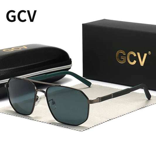 GCV 2021 Brand Classic Pilot Square Polarized Sunglasses Metal Frame Men's Driving Male Sun Glasses Eyewear UV Blocking Luxury