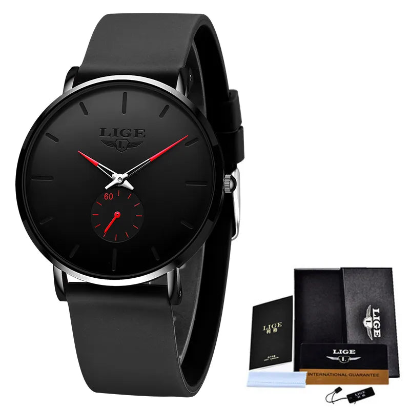 LIGE New Fashion Mens Watches Top Brand Luxury Sport Waterproof Simple Ultra-Thin Watches Men Quartz Clock Relogio Masculino+Box