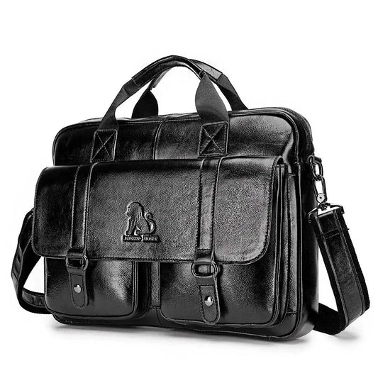 Business Messenger Bag Genuine Leather Men Shoulder Bag Vintage Male Casual Totes Handbag Cowhide Crossbody Bag Men