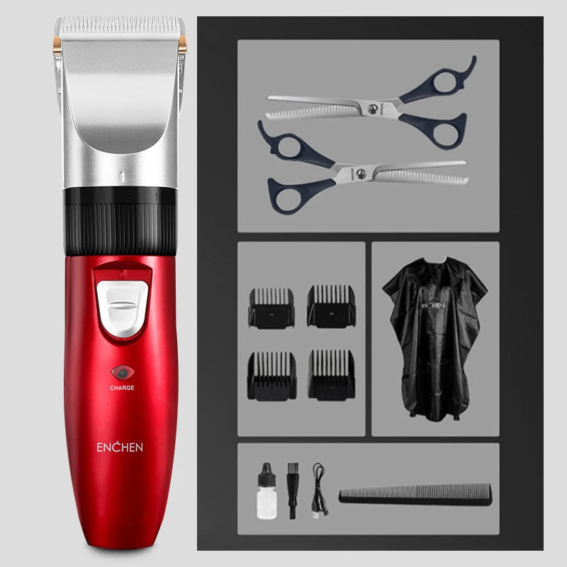 ENCHEN Professional Hair Trimmer Rechargeable Electric Clipper Men Cordless Haircut Adjustable Ceramic Blade Sharp