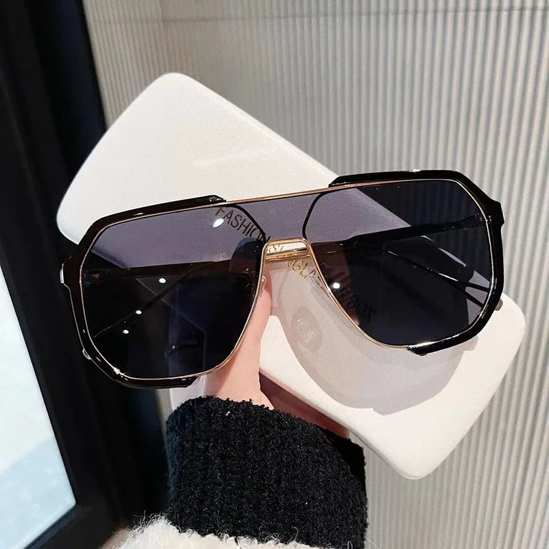 Oversized Sunglasses Women 2023 New Unique One Piece Fashion Sunglasses For Men UV400 Punk Glasses Trending Female Eyewear UV400