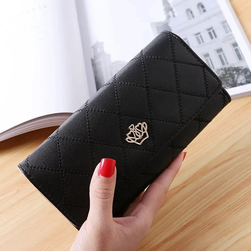 Large Capacity Women Hand-held Wallet Mobile Phone Bag Student Coin Purse Fashionable Long Ladies Leather Clip Card Holder