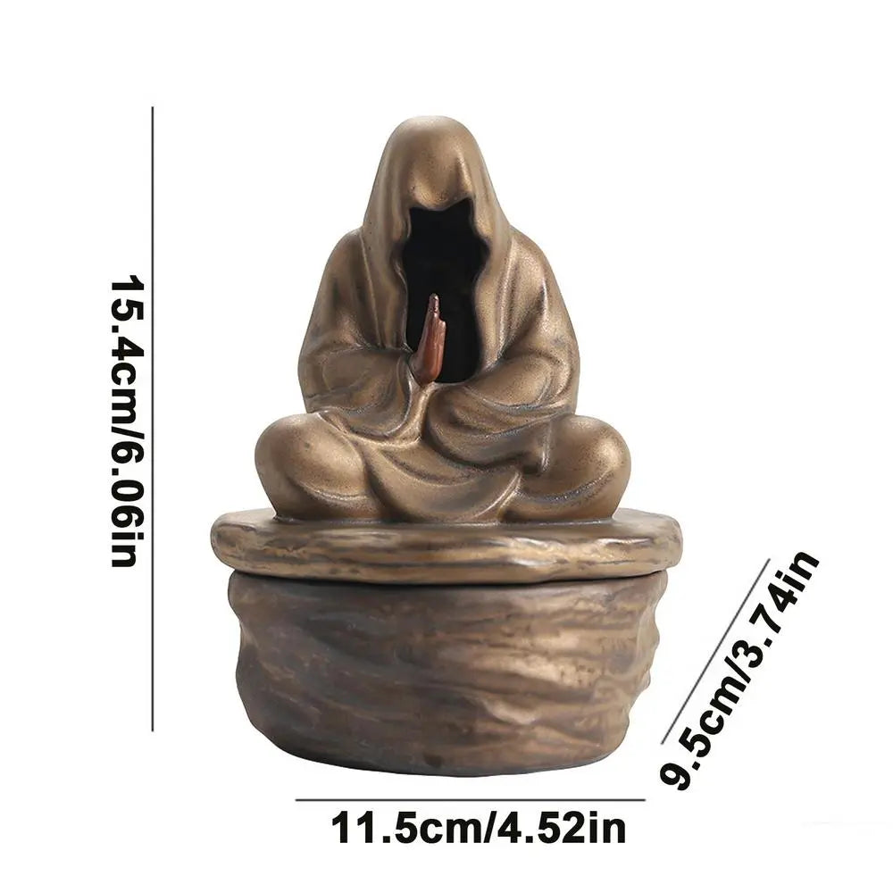 Buddha Meditation Ceramic Monk Incense Holder Burner Home