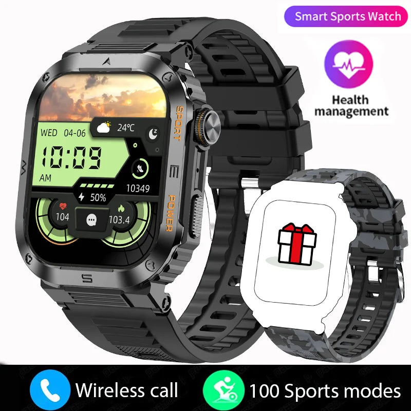 2023 New Outdoor Military Smart Watch Men Bluetooth Call Smartwatch GPS Sport Waterproof Ftiness tracker Watch For Huwei Xiaomi