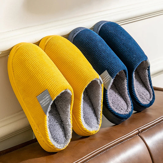 New Fashion Couple Winter Warm Plush Slippers Non-slip Soft Sole Slides Men Women Indoor Floor Mule Ladies' Home Cotton Shoes