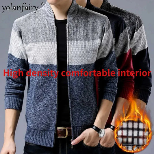 s for Men Clothes Autumn Winter New Korean Slim Casual Jacket Fashion Outerwear Plush Thick Warm Men's Wear