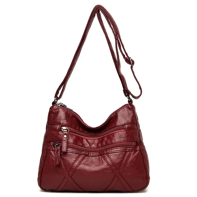 Large Capacity Soft Leather Crossbody Bag Middle-aged Elderly Moms Women Street Style Single Shoulder Bag
